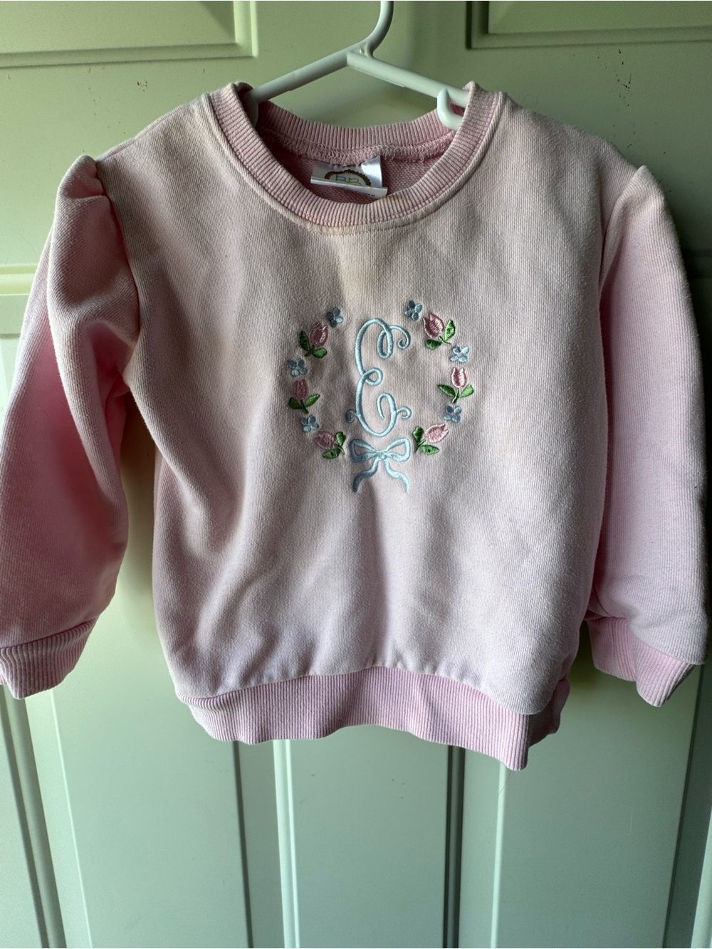 Embroidered “E” Pink Floral  Sweatshirt